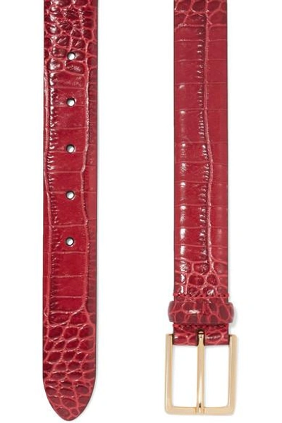 Shop Anderson's Croc-effect Leather Belt In Red