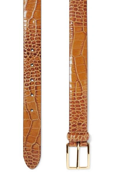Shop Anderson's Croc-effect Leather Belt In Tan