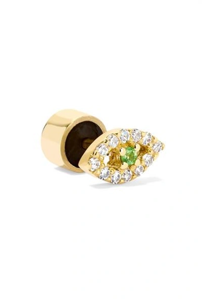 Shop Ileana Makri Kitten Eye 18-karat Gold, Diamond And Tsavorite Earrings