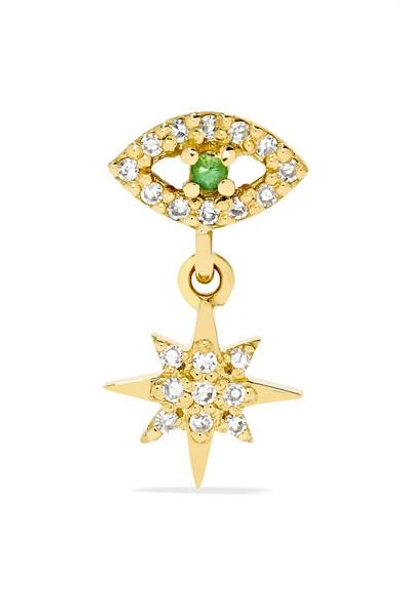 Shop Ileana Makri Eye Star 18-karat Gold, Diamond And Tsavorite Earring