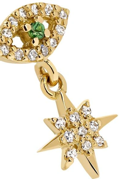 Shop Ileana Makri Eye Star 18-karat Gold, Diamond And Tsavorite Earring