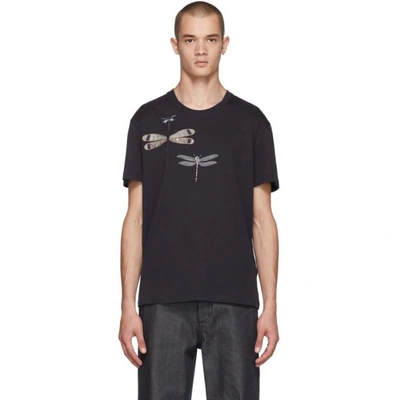 Shop Valentino Navy Dragon Fly T-shirt In 598 Blue