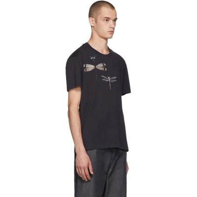 Shop Valentino Navy Dragon Fly T-shirt In 598 Blue