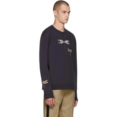 Shop Valentino Navy Dragon Fly Sweatshirt In 598 Blue