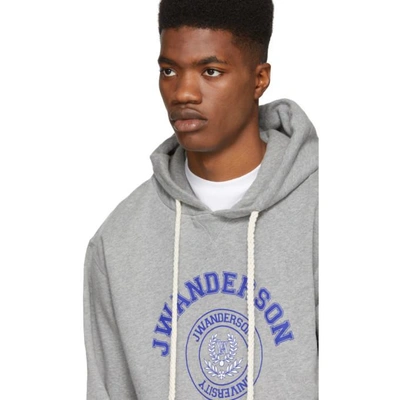 Shop Jw Anderson Grey University Logo Hoodie In Light Grey