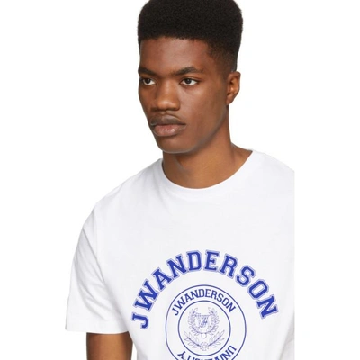 Shop Jw Anderson White University Logo T-shirt In Optic Wht