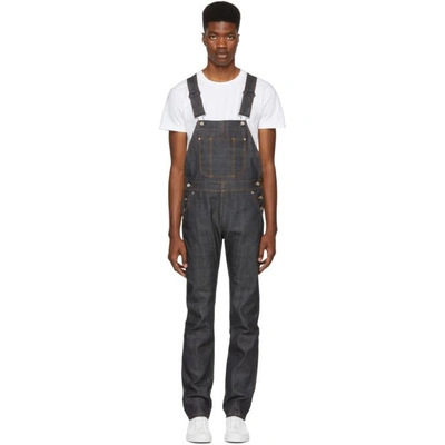 Shop Naked And Famous Denim Blue Twill Selvedge Denim Overalls