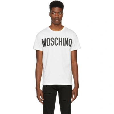 Shop Moschino White Logo T-shirt In A1002 White