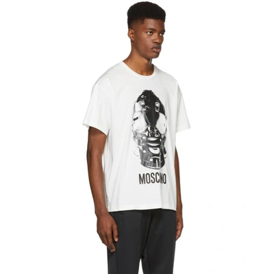 Shop Moschino White Mask T-shirt In J1002 White