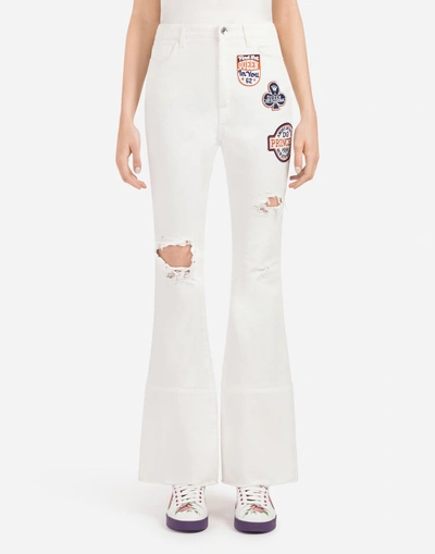 Shop Dolce & Gabbana Cotton Denim Jeans In White