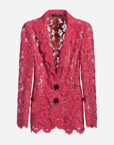 Shop Dolce & Gabbana Lace Jacket In Pink