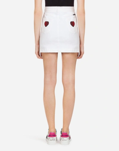Shop Dolce & Gabbana Cotton Denim Skirt In White