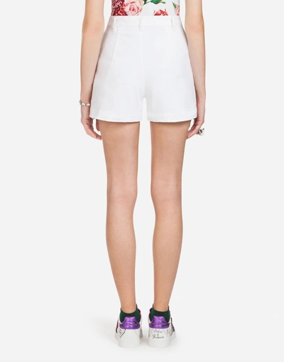 Shop Dolce & Gabbana Cotton Denim Shorts In White