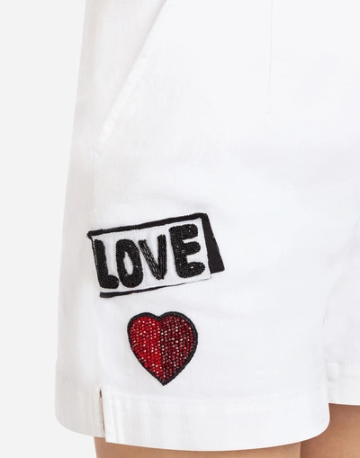 Shop Dolce & Gabbana Cotton Denim Shorts In White