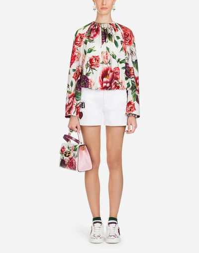 Shop Dolce & Gabbana Cotton Denim Shorts In White