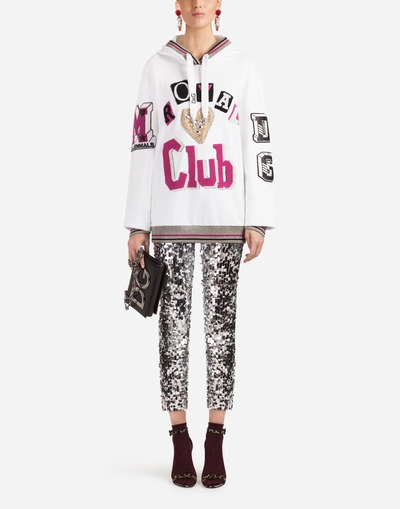 Shop Dolce & Gabbana Cotton Sweatshirt With Patch In White