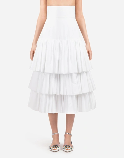 Shop Dolce & Gabbana Ruffled Cotton Skirt In White