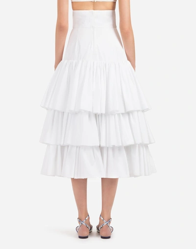 Shop Dolce & Gabbana Ruffled Cotton Skirt In White