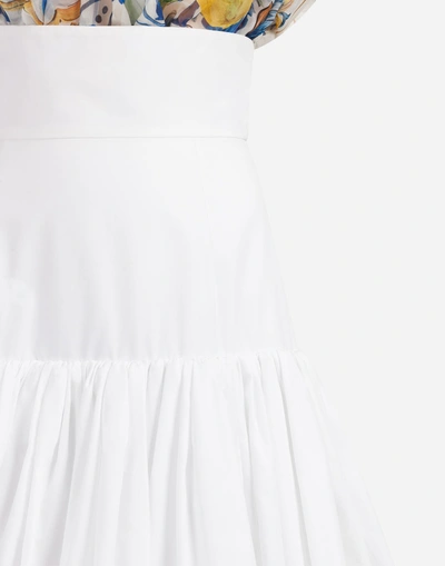 Shop Dolce & Gabbana Ruffled Cotton Skirt In White