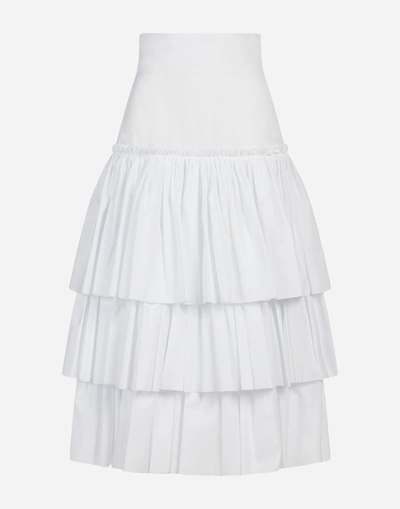 Shop Dolce & Gabbana Ruffled Cotton Skirt In White
