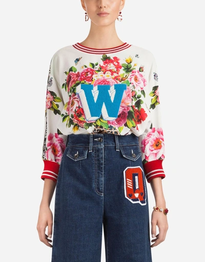 Shop Dolce & Gabbana Printed Cady Blouse In Multi-colored