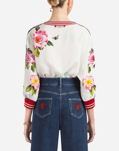 Shop Dolce & Gabbana Printed Cady Blouse In Multi-colored