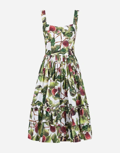 Shop Dolce & Gabbana Printed Poplin Dress In Multi-colored