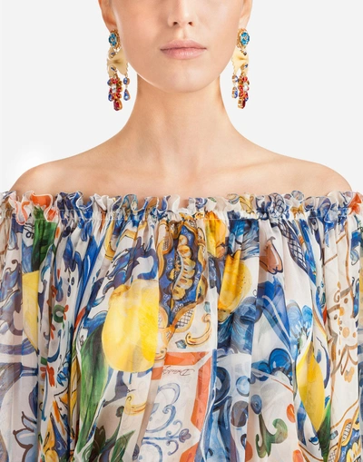 Shop Dolce & Gabbana Majolica-print Silk Blouse In Majolica Print