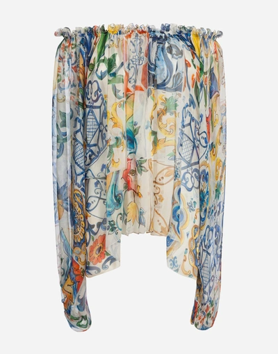 Shop Dolce & Gabbana Majolica-print Silk Blouse In Majolica Print