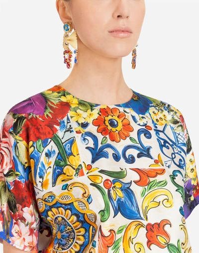 Shop Dolce & Gabbana Majolica-print Silk Top In Majolica Print