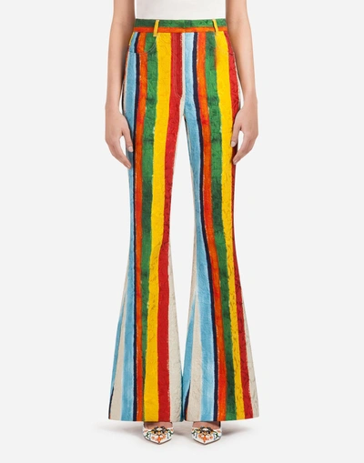 Shop Dolce & Gabbana Printed Brocade Pants In Multi-colored