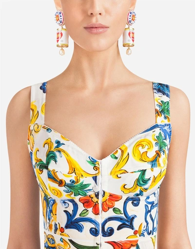 Shop Dolce & Gabbana Majolica-print Silk Bodysuit In Majolica Print