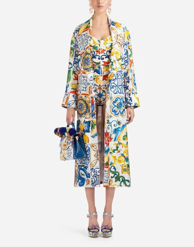 Shop Dolce & Gabbana Majolica-print Silk Bodysuit In Majolica Print