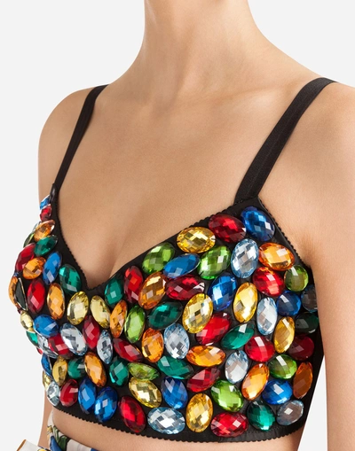 Shop Dolce & Gabbana Bustier With Swarovski Crystals In Multi-colored