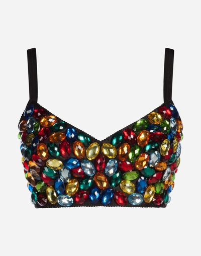 Shop Dolce & Gabbana Bustier With Swarovski Crystals In Multi-colored