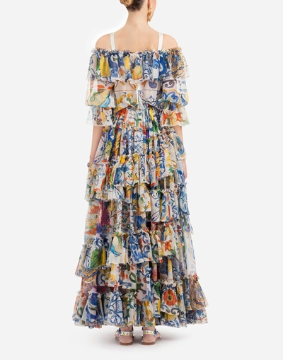 Shop Dolce & Gabbana Majolica Print Silk Dress