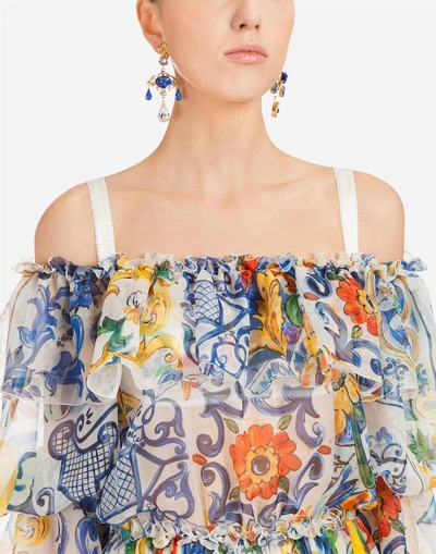 Shop Dolce & Gabbana Majolica Print Silk Dress