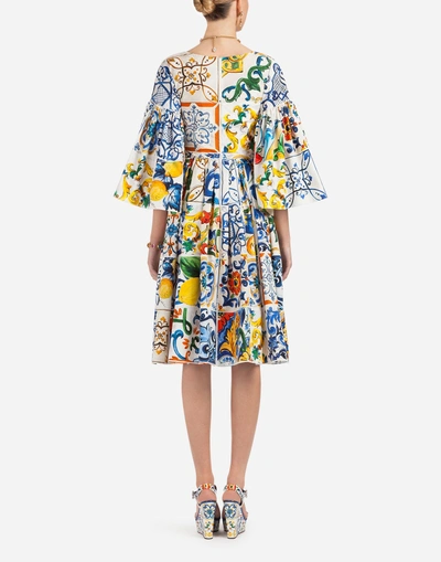 Shop Dolce & Gabbana Majolica-print Cotton Dress In Majolica Print
