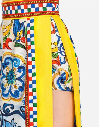 Shop Dolce & Gabbana Majolica-print Cotton Skirt In Majolica Print
