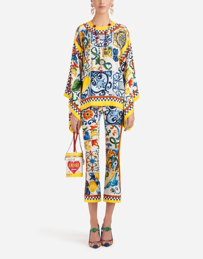 Shop Dolce & Gabbana Majolica-print Silk Blouse In Majolica Print