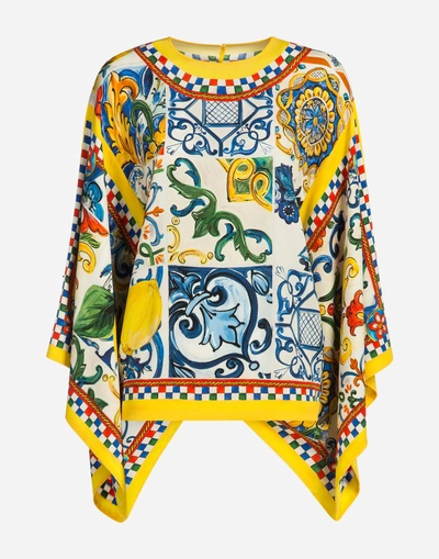 Shop Dolce & Gabbana Majolica-print Silk Blouse In Majolica Print