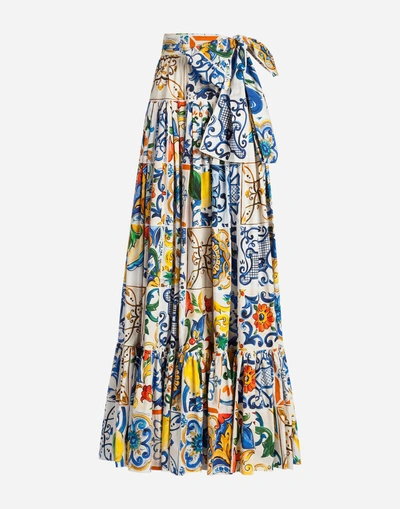 Shop Dolce & Gabbana Majolica-print Cotton Skirt In Majolica Print