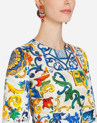 Shop Dolce & Gabbana Majolica-print Brocade Dress In Majolica Print