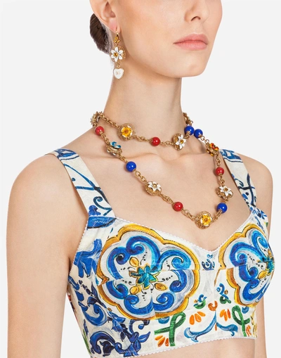 Shop Dolce & Gabbana Majolica-print Brocade Bustier In Majolica Print