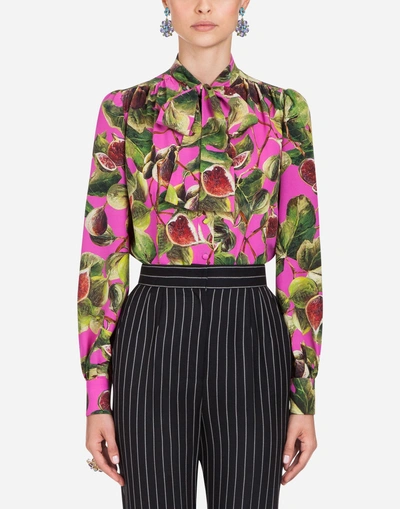 Shop Dolce & Gabbana Printed Silk Shirt In Fuchsia