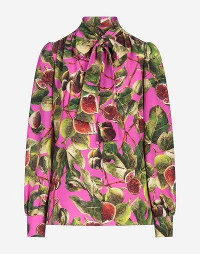 Shop Dolce & Gabbana Printed Silk Shirt In Fuchsia