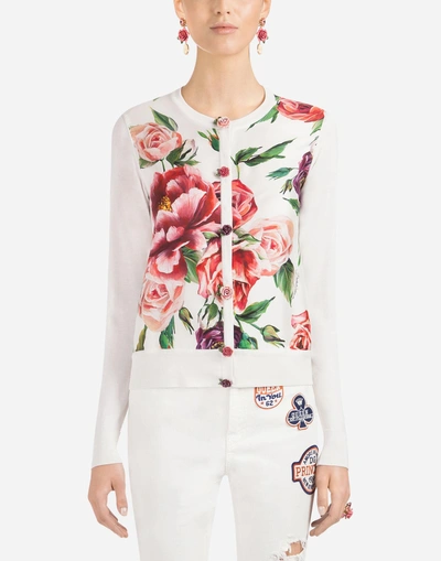 Shop Dolce & Gabbana Silk Cardigan In Floral Print