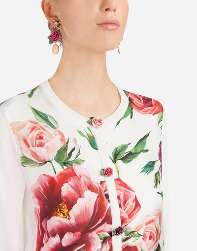 Shop Dolce & Gabbana Silk Cardigan In Floral Print
