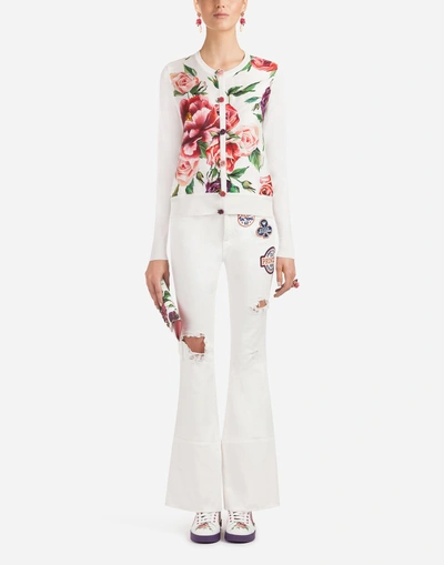 Shop Dolce & Gabbana Silk Cardigan In Floral Print