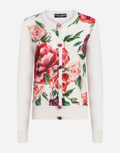 Shop Dolce & Gabbana Silk Cardigan In Floral Print